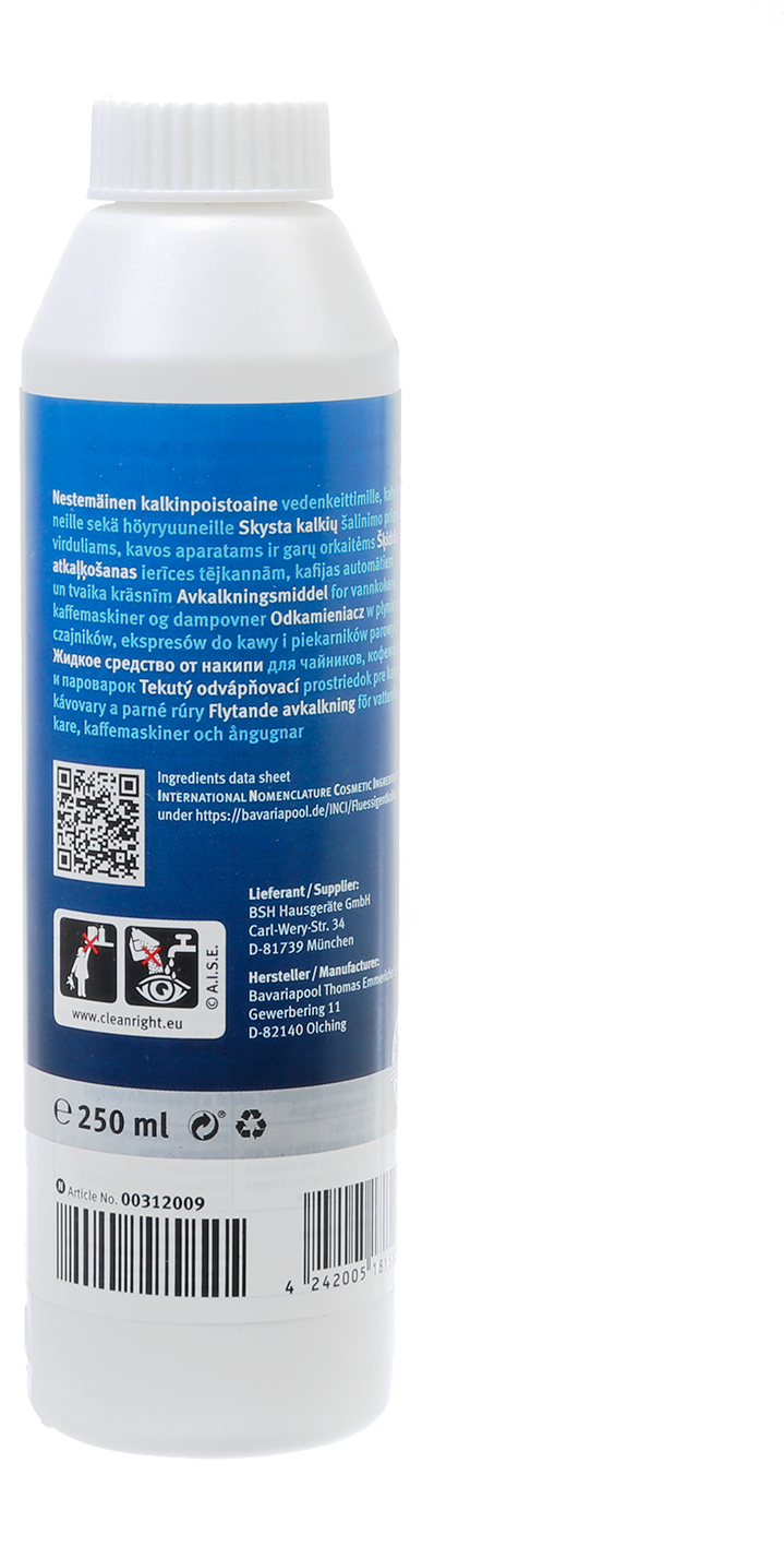 Tekutý odstraňovač vodního kamene – 250 ml – oficiální produktový obrázek Bosch