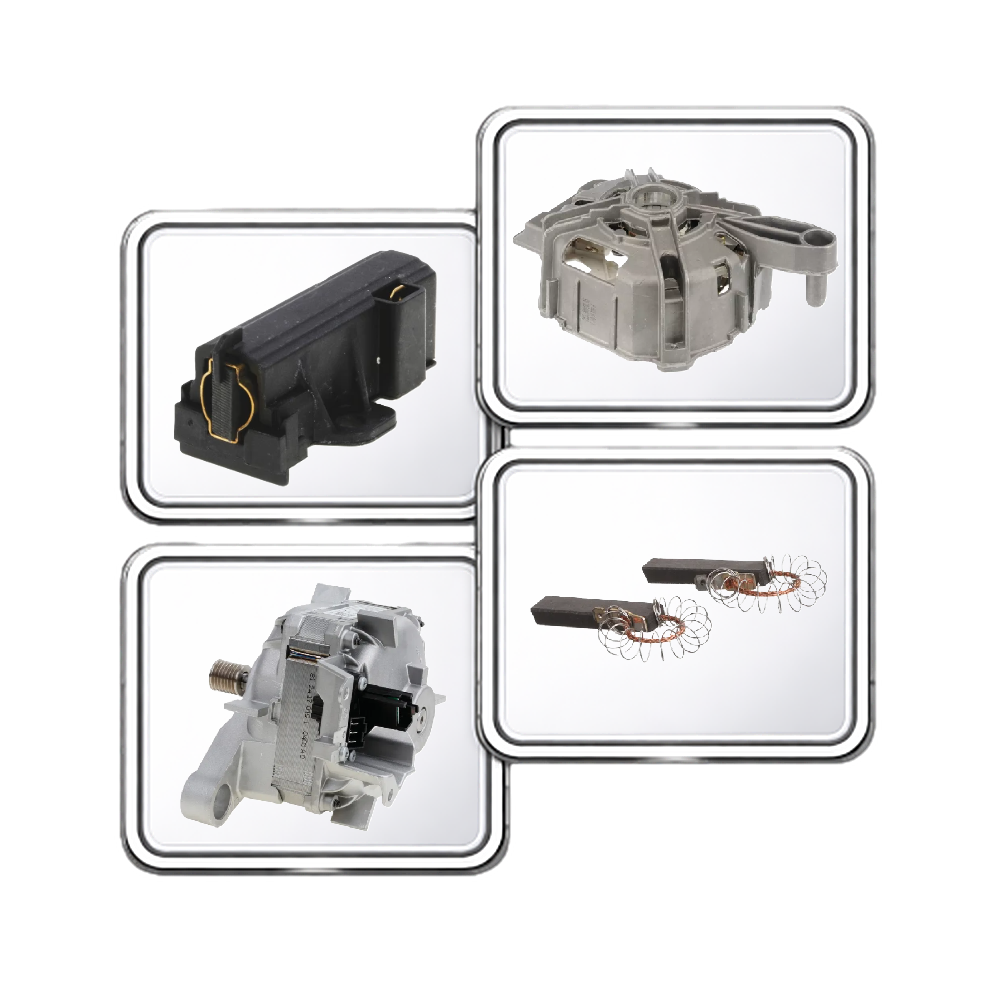 Motory praček + uhlíky + snímače otáček praček