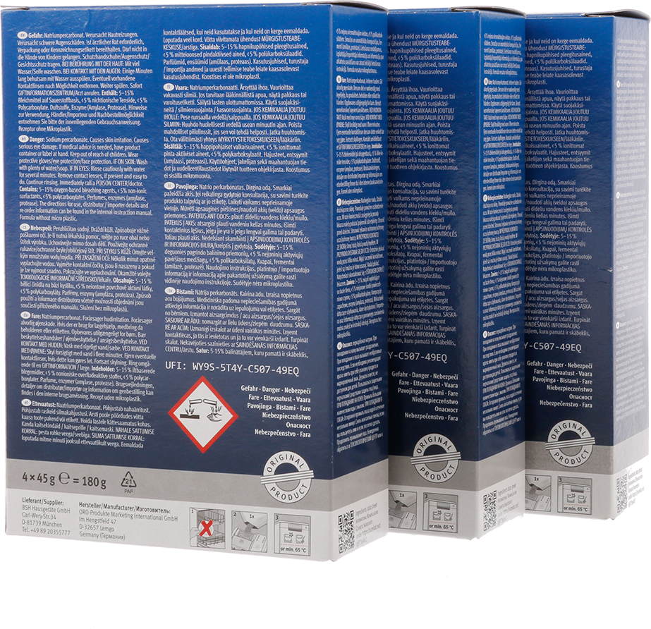 Čisticí prostředek pro myčky – 12 × 45 g – oficiální produktový obrázek Bosch