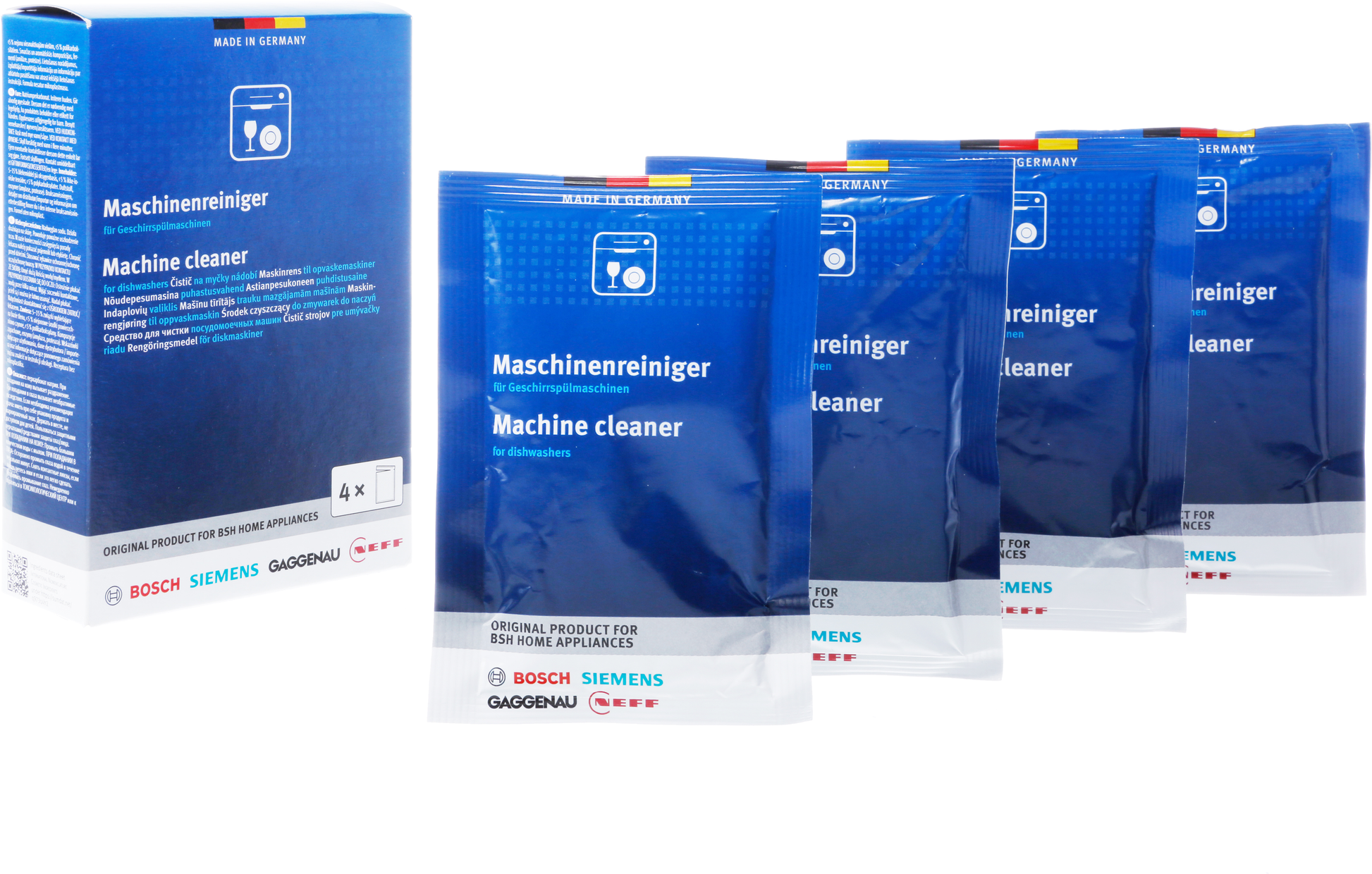 Čisticí prostředek pro myčky – 4 × 45 g – oficiální produktový obrázek Bosch