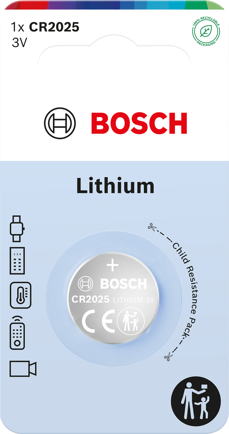 CR2025B1/00 Lithiová knoflíková baterie CR2025 Bosch