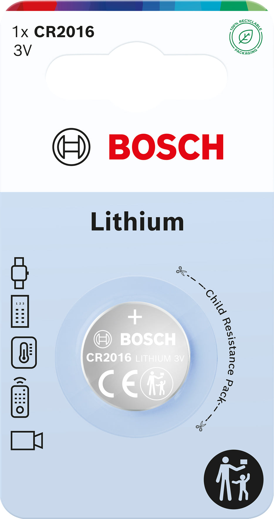CR2016B1/00 Lithiová knoflíková baterie CR2016 Bosch
