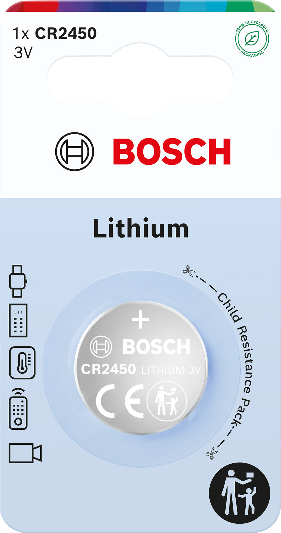 CR2450B1/00 Lithiová knoflíková baterie CR2450 Bosch